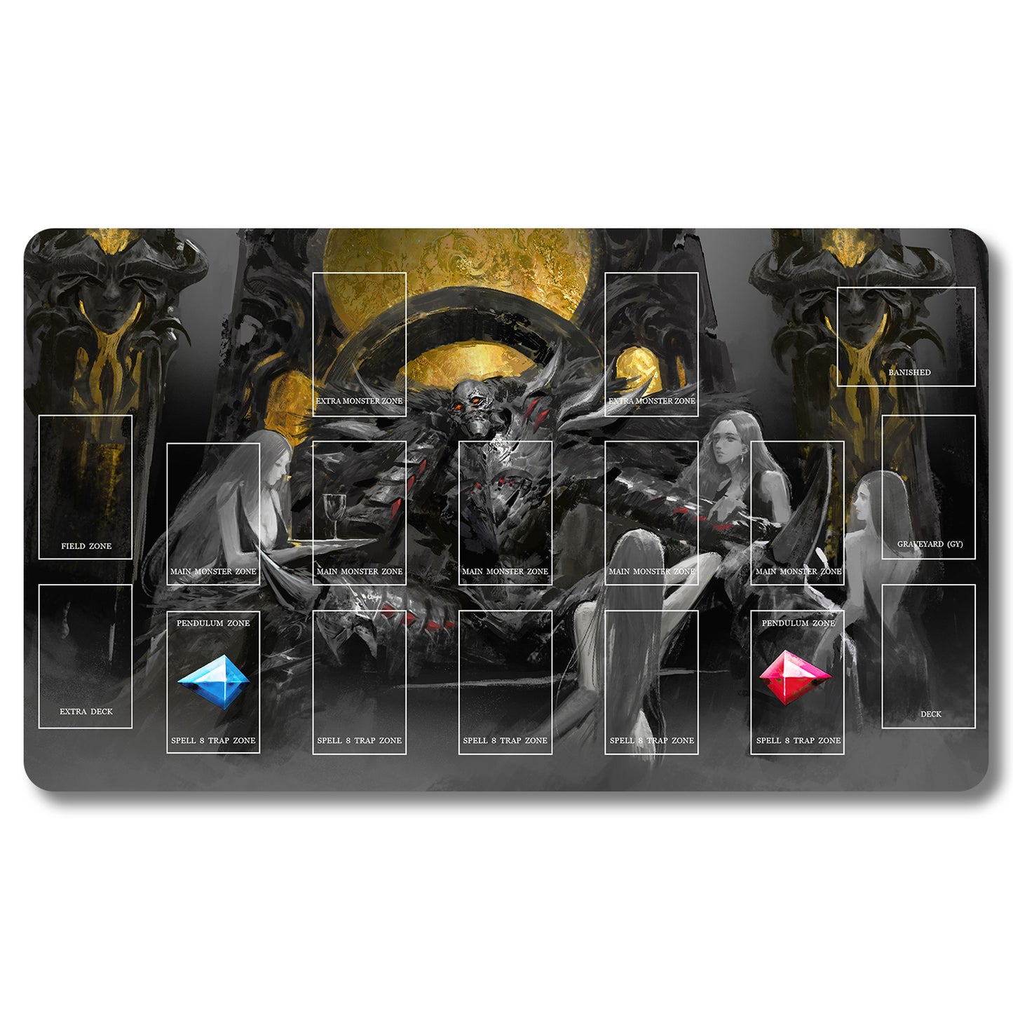 Board Game Peripheral - 1k9yl3- Yugioh Playmat Size 23.6X13.7in Play mats Compatible for TCG OCG CCG Trading Card Game