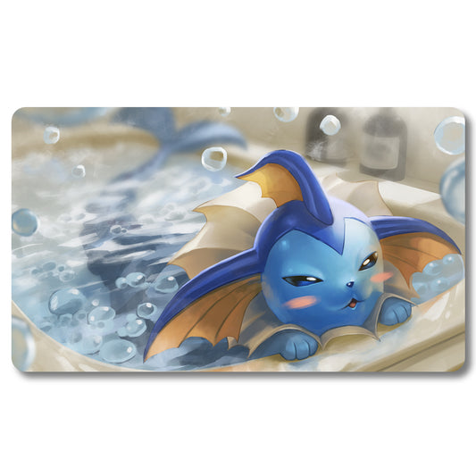 PTCG Vaporeon Playmat - Pokemon Size 23.6X13.7in Play mats Compatible for TCG MTG RPG CCG Trading Card Game