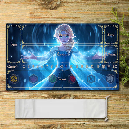 Board Game Elsa Lorcana Playmat- DIS13-  Size 23.6X13.7in Play mats Compatible for TCG RPG CCG Mouse Pad Desk Mats