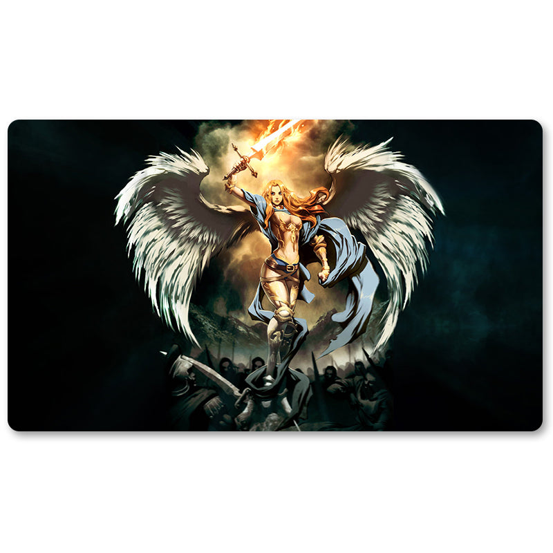 Board Game Peripheral- Warrior Angel -MTG Playmat Size 23.6X13.7in Play mats Compatible for TCG RPG CCG Trading Card Game