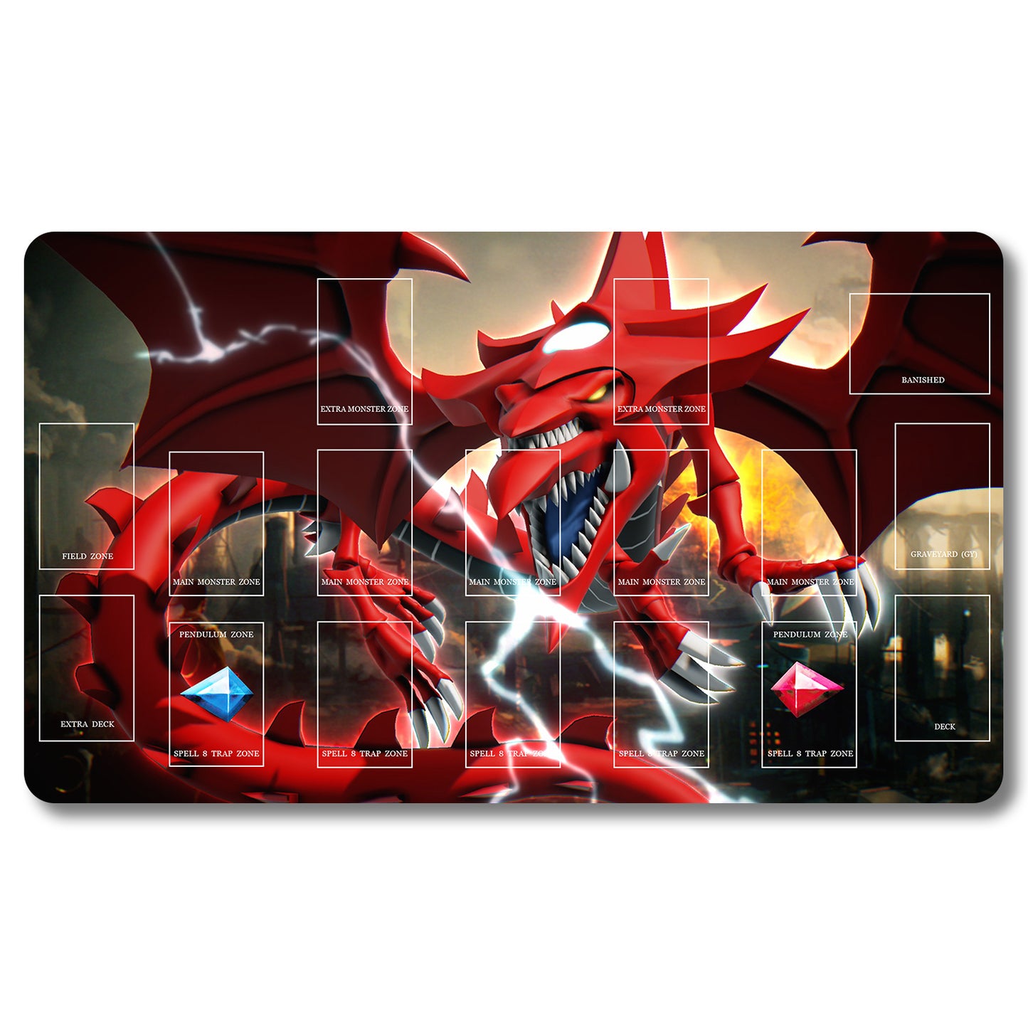 YUGIOH Slifer the Sky Dragon Playmat - Yugioh Size 23.6X13.7in Play mats Compatible for TCG OCG CCG Trading Card Game