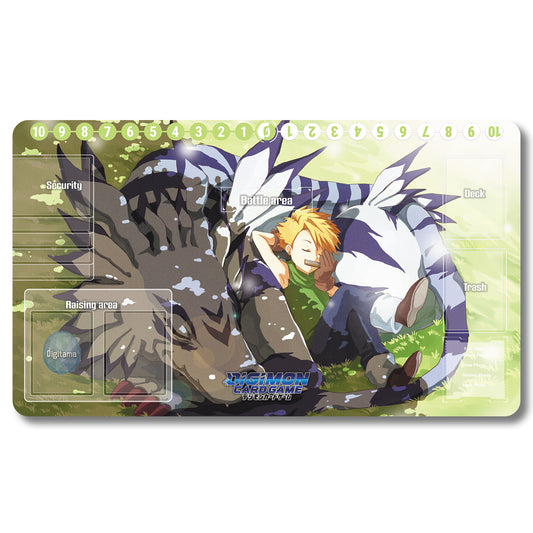 Digimon Garurumon Playmat - Digimon Size 23.6X13.7in Play mats Compatible for TCG DTCG CCG Trading Card Game