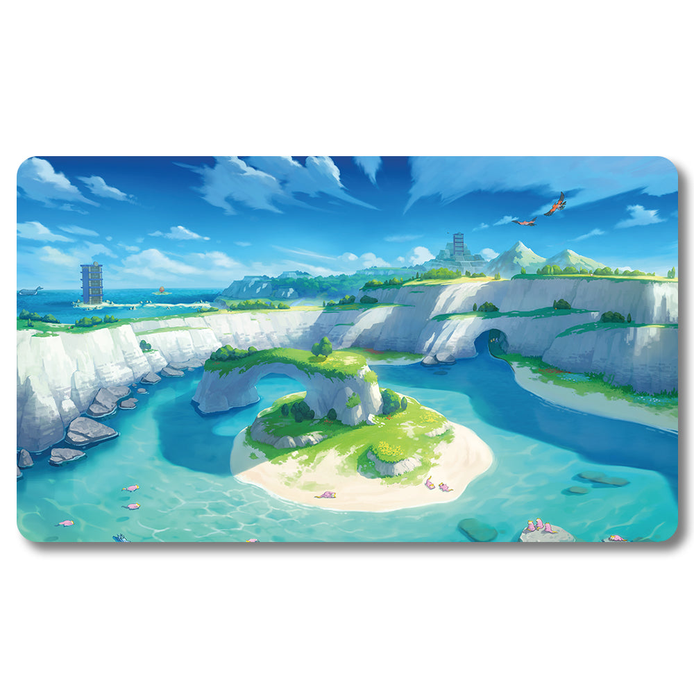 PTCG Pok é mon Sword Shield Armor Island Playmat  - Pokemon Size 23.6X13.7in Play mats Compatible for TCG MTG RPG CCG Trading Card Game