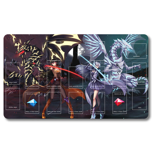 YUGIOH Blue-Eyes White Drago Playmat - Yugioh Size 23.6X13.7in Play mats Compatible for TCG OCG CCG Trading Card Game