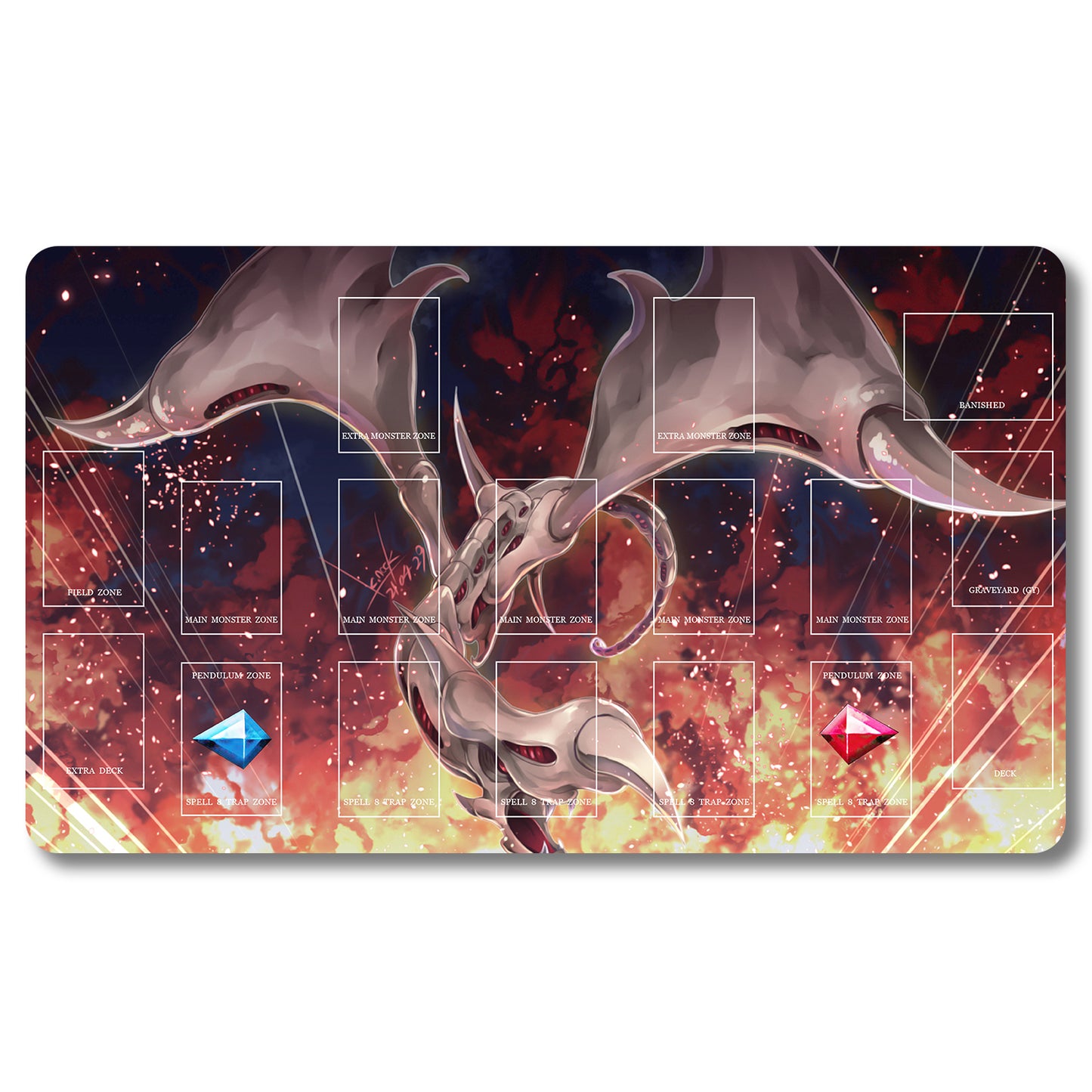 Board Game Peripheral - z8jvgv- Yugioh Playmat Size 23.6X13.7in Play mats Compatible for TCG OCG CCG Trading Card Game