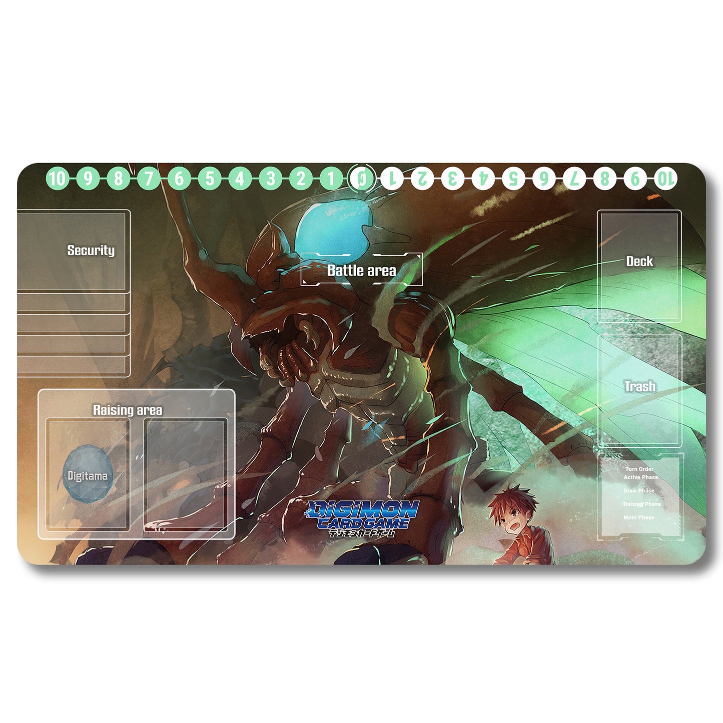 Digimon Kabuterimon Playmat - Digimon Size 23.6X13.7in Play mats Compatible for TCG DTCG CCG Trading Card Game