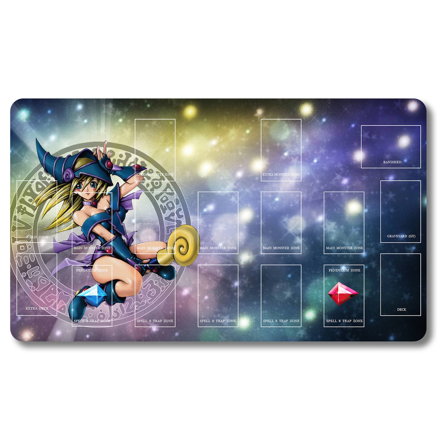 YUGIOH Dark Magician Girl Playmat- Yugioh  Size 23.6X13.7in Play mats Compatible for TCG OCG CCG Trading Card Game