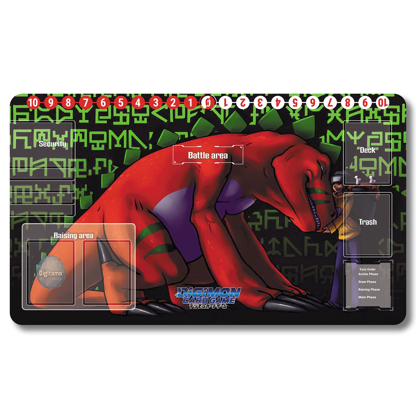 Board Game Tyranomon Playmat - Digimon Size 23.6X13.7in Play mats Compatible for TCG DTCG CCG Trading Card Game