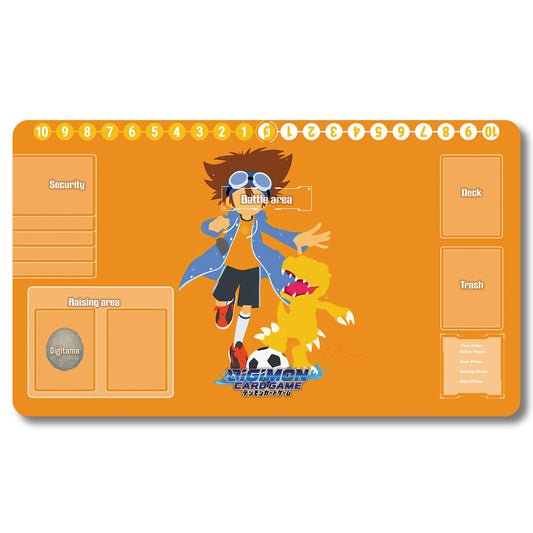 Digimon Agumon Playmat- Digimon Size 23.6X13.7in Play mats Compatible for TCG DTCG CCG Trading Card Game