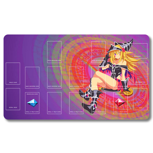 Board Game Black Magician Girl Playmat - Yugioh Size 23.6X13.7in Play mats Compatible for TCG OCG CCG Trading Card Game