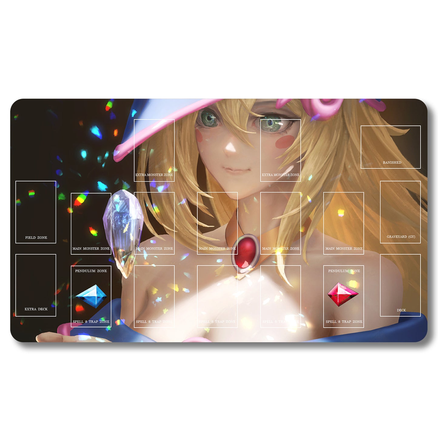 Board Game Black Magician Girl Playmat- Yugioh Size 23.6X13.7in Play mats Compatible for TCG OCG CCG Trading Card Game