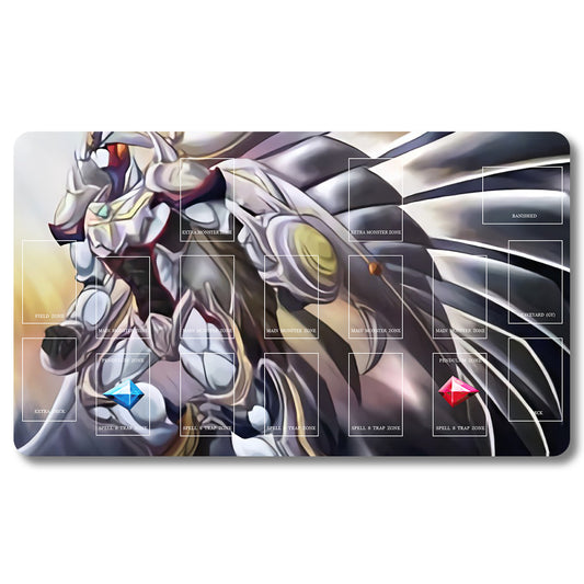 Board Game Elemental HERO Shining Neos Wingman Playmat - Yugioh Size 23.6X13.7in Play mats Compatible for TCG OCG CCG Trading Card Game