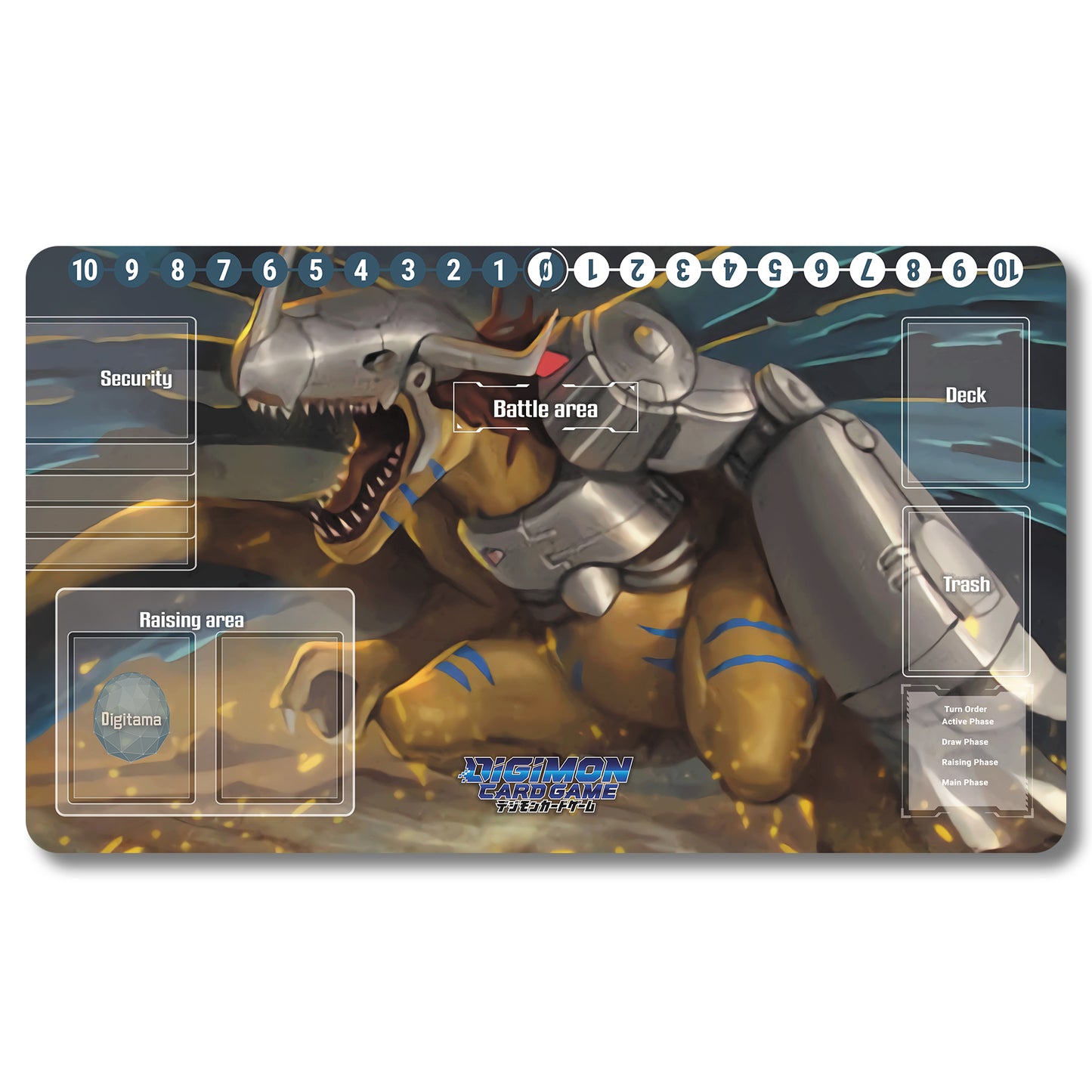 Digimon Greymon Playmat - Digimon Size 23.6X13.7in Play mats Compatible for TCG DTCG CCG Trading Card Game