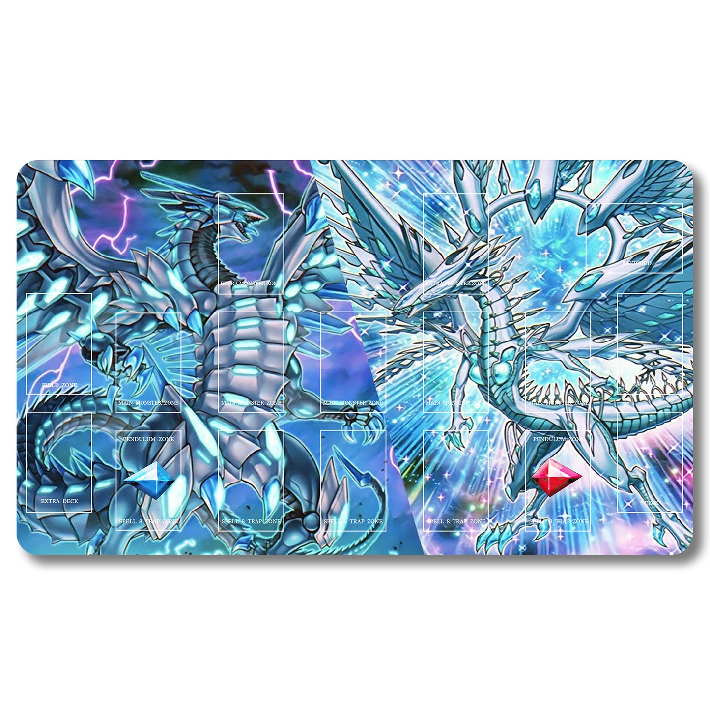 Board Game Blue Eyes White Dragon Playmat - Yugioh Size 23.6X13.7in Play mats Compatible for TCG OCG CCG Trading Card Game