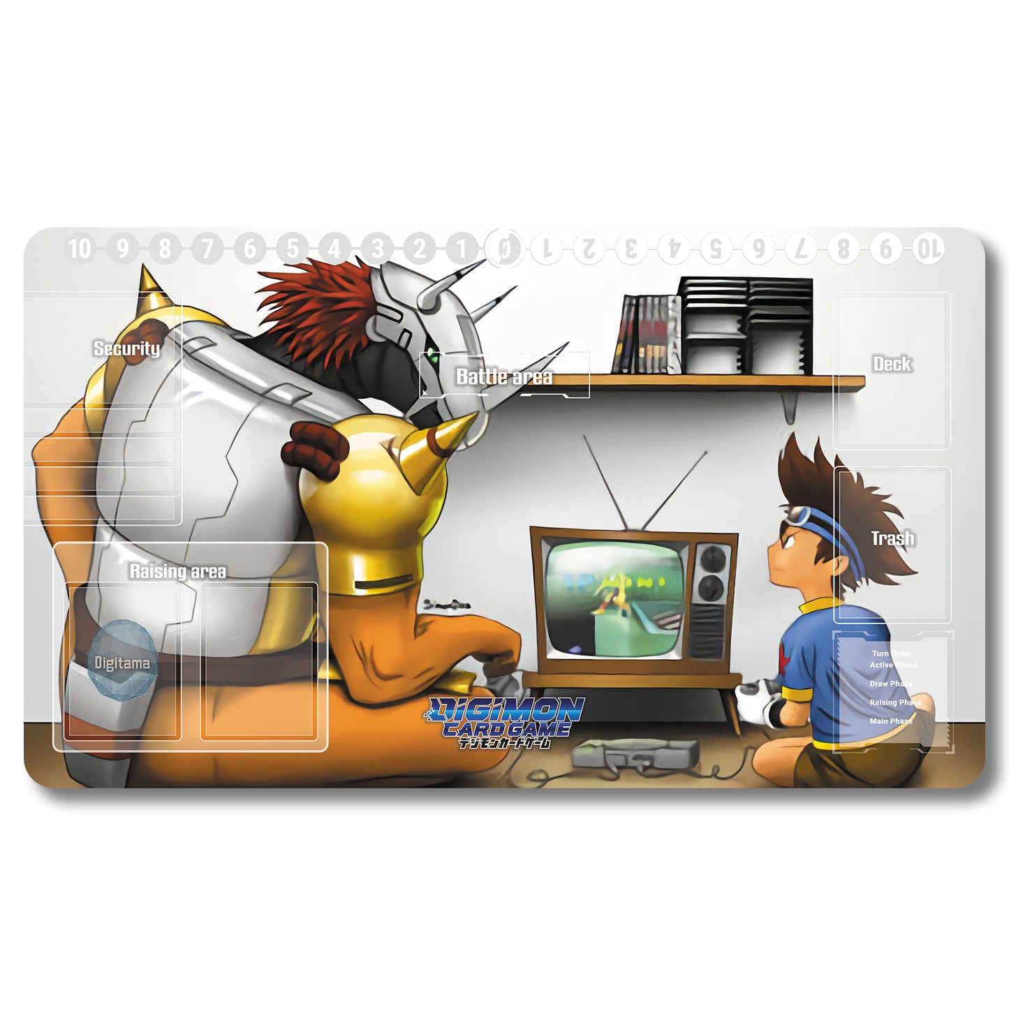 Digimon War Greymon Playmat - Digimon Size 23.6X13.7in Play mats Compatible for TCG DTCG CCG Trading Card Game