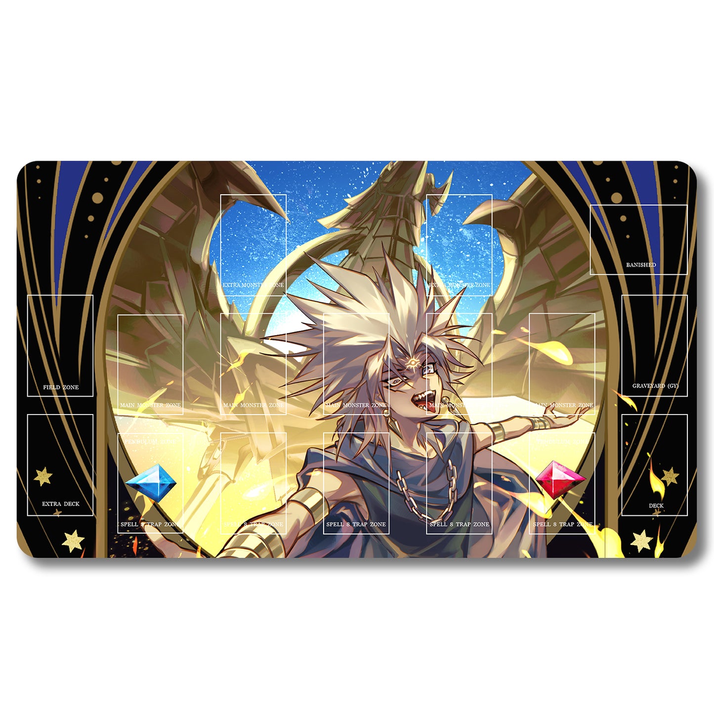 Tabulludo Ekstercentra - 1215078- Yugioh Playmat Grandeco 23.6X13.7in Ludaj matoj Kongrua por TCG OCG CCG Komerca Kartludo