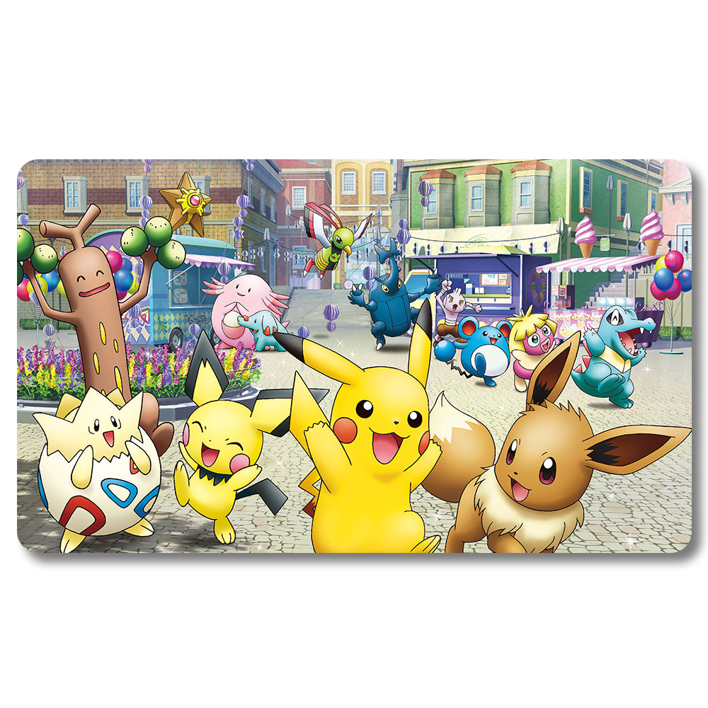 Board Game Pikachu Playmat - Pokemon Size 23.6X13.7in Play mats Compatible for TCG MTG RPG CCG Trading Card Game