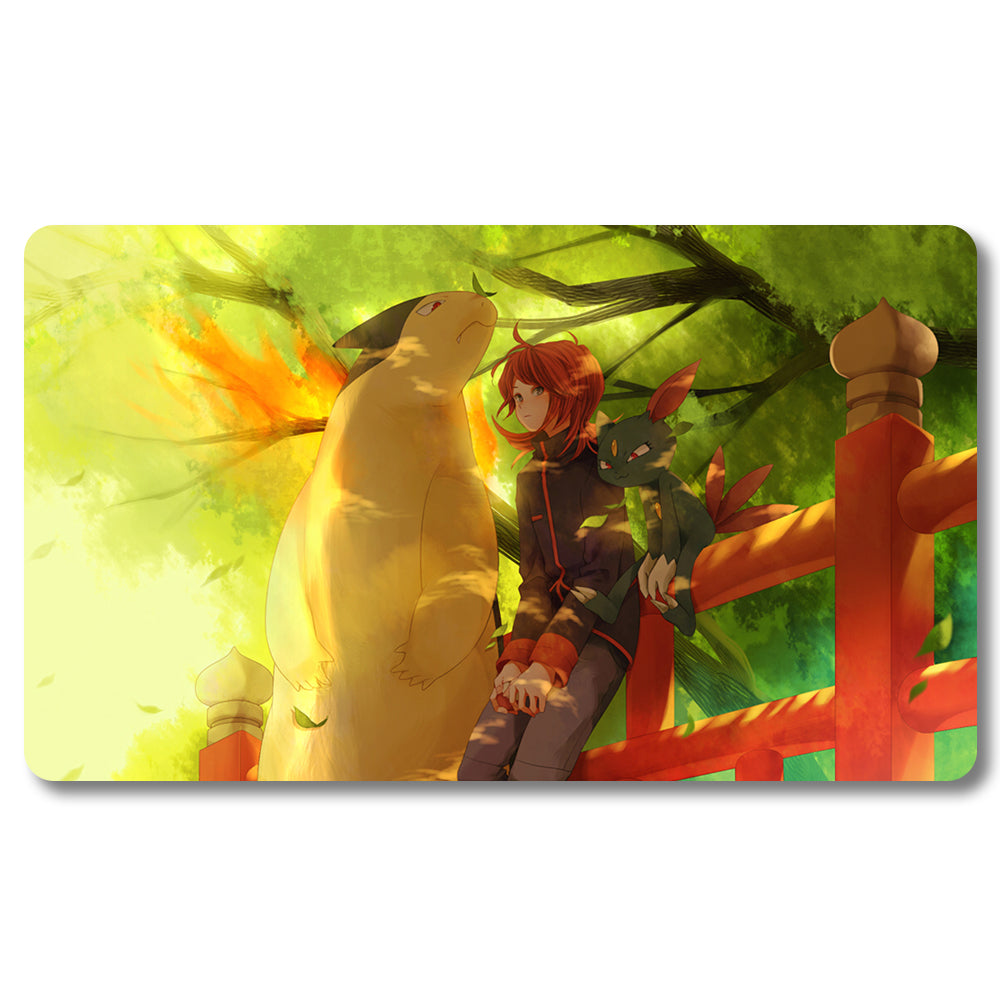 PTCG Silver Playmat - Pokemon Size 23.6X13.7in Play mats Compatible for TCG MTG RPG CCG Trading Card Game