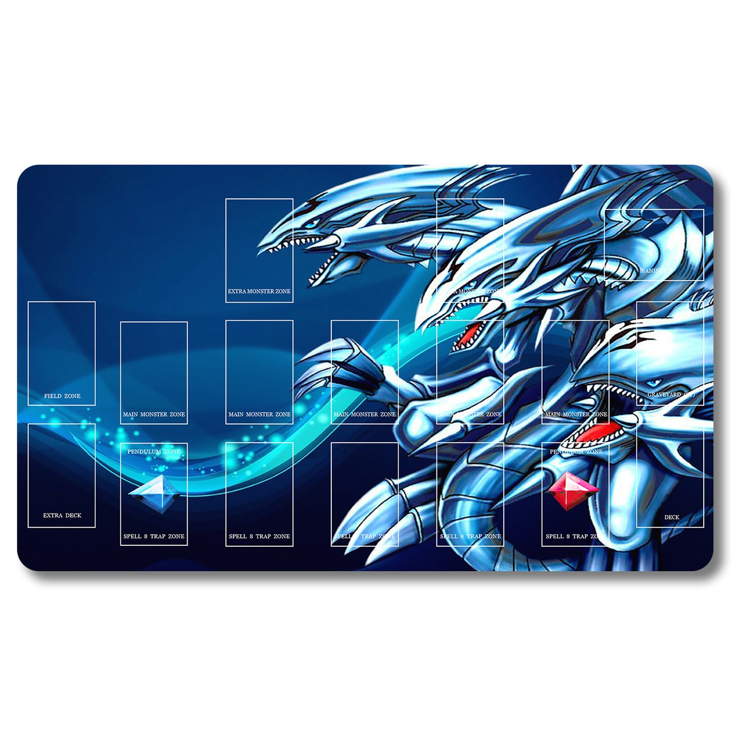 YUGIOH Blue-Eyes Ultimate Dragon Playmat - Yugioh Size 23.6X13.7in Play mats Compatible for TCG OCG CCG Trading Card Game