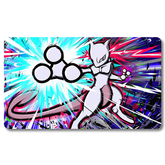 Board Game Mewtwo Playmat - Pokemon Size 23.6X13.7in Play mats Compatible for TCG MTG RPG CCG Trading Card Game