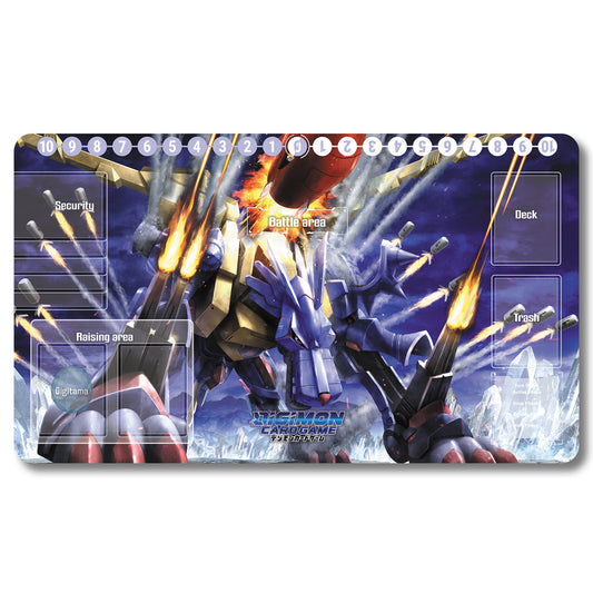 Board Game Metal Garurumon Playmat - Digimon Size 23.6X13.7in Play mats Compatible for TCG DTCG CCG Trading Card Game