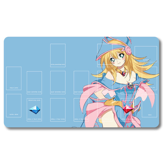 Board Game Black Magician Girl Playmat- Yugioh Size 23.6X13.7in Play mats Compatible for TCG OCG CCG Trading Card Game