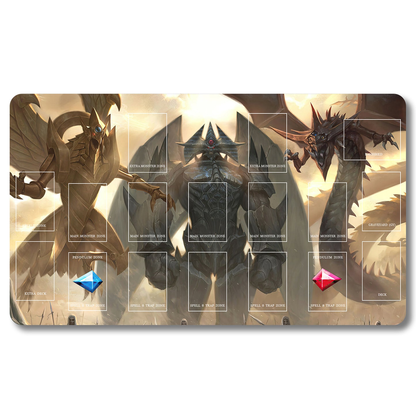 Board Game Card Of God Playmat - Yugioh Size 23.6X13.7in Play mats Compatible for TCG OCG CCG Trading Card Game