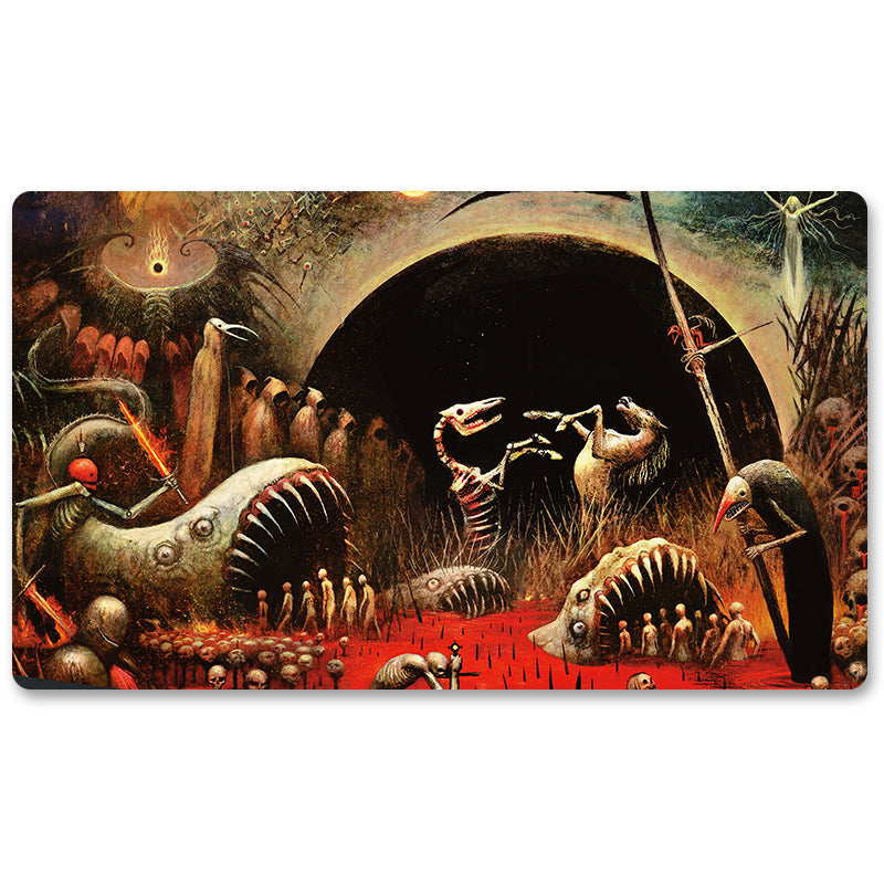 Board Game Peripheral- DAMNATION -MTG Playmat Size 23.6X13.7in Play mats Compatible for TCG RPG CCG Trading Card Game