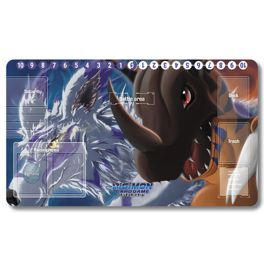 Digimon Greymon Playmat -  Digimon Size 23.6X13.7in Play mats Compatible for TCG DTCG CCG Trading Card Game