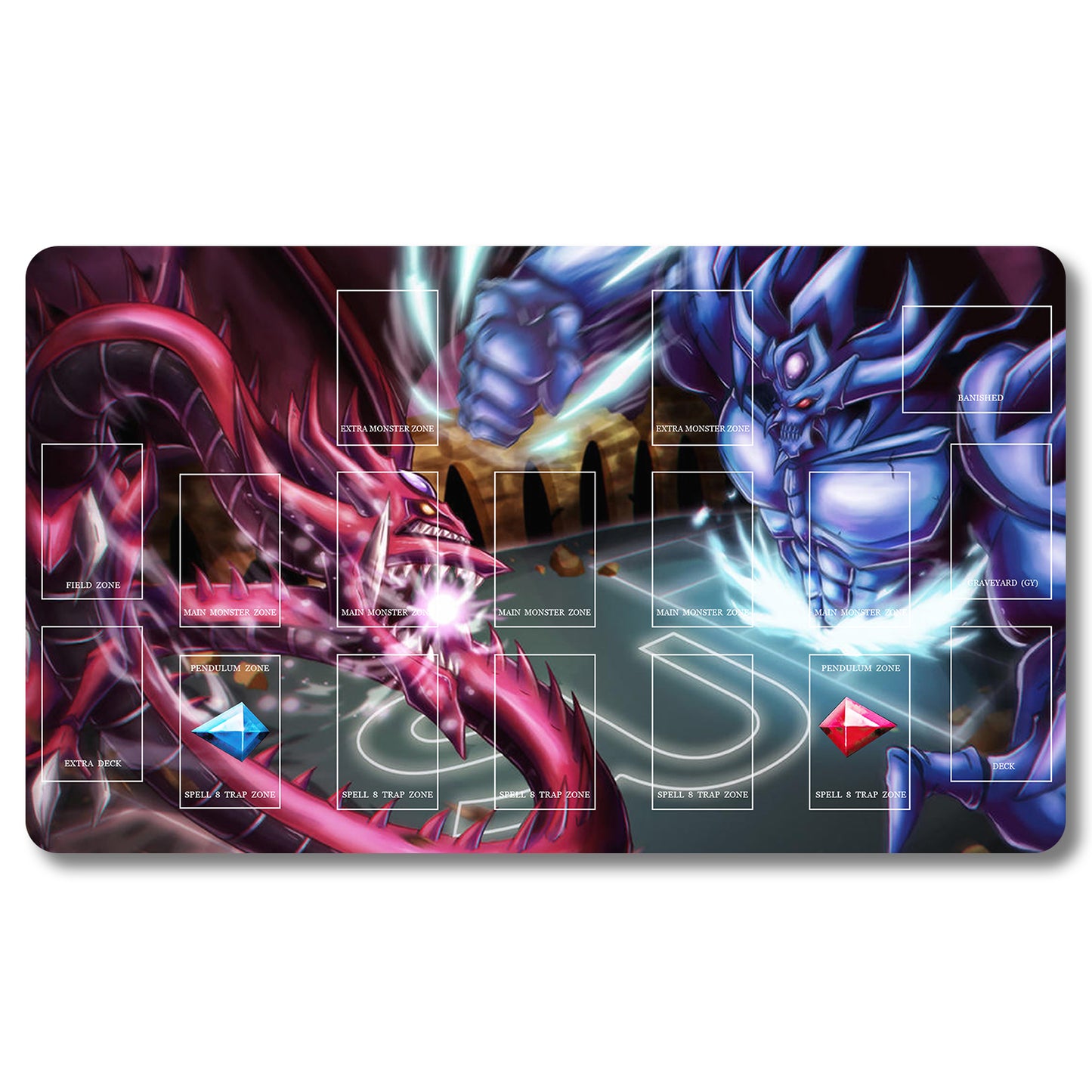 Board Game Peripheral - 529653- Yugioh Playmat Size 23.6X13.7in Play mats Compatible for TCG OCG CCG Trading Card Game