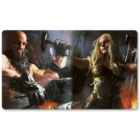 Board Game Peripheral- Veteran Armorsmith And Veteran Swordsmith -MTG Playmat Size 23.6X13.7in Play mats Compatible for TCG RPG CCG Trading Card Game