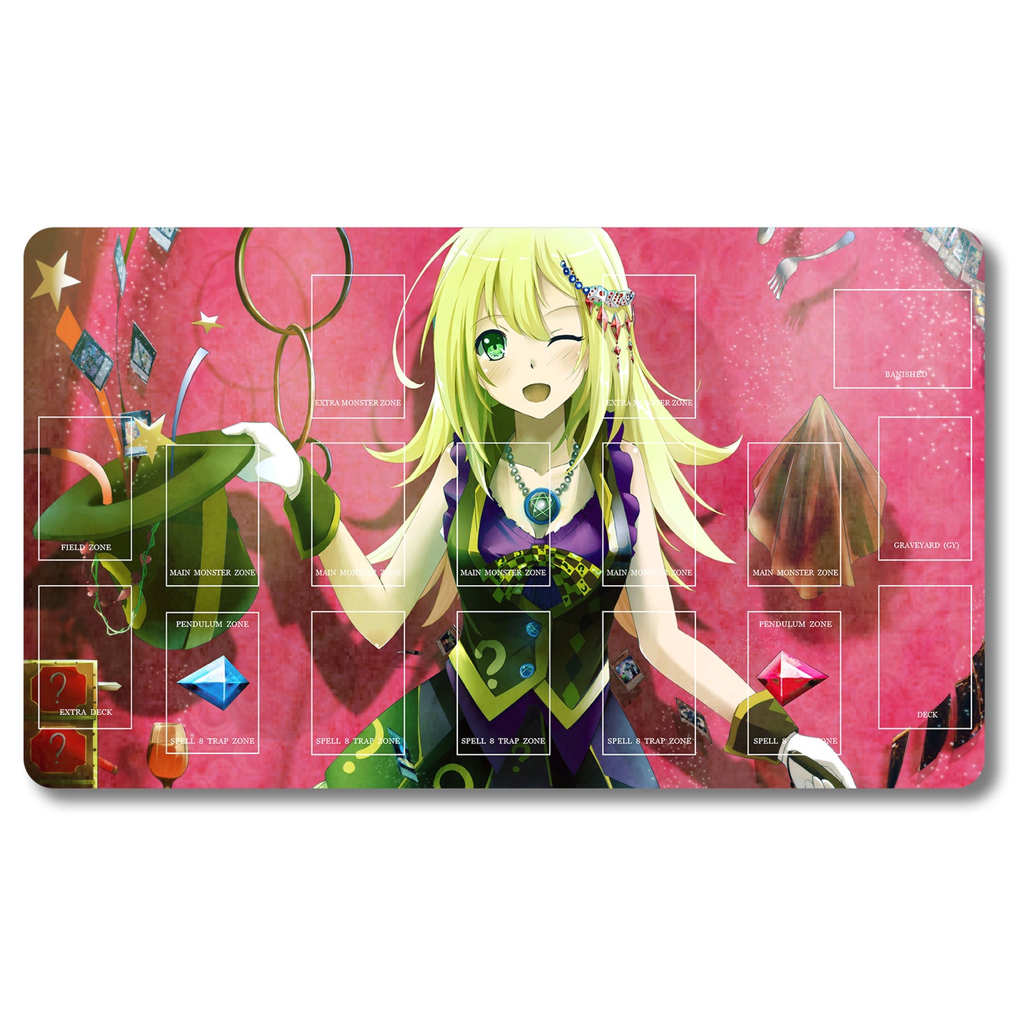 Tabulludo Ekstercentra - 781302- Yugioh Playmat Grandeco 23.6X13.7in Ludaj matoj Kongrua por TCG OCG CCG Komerca Kartludo