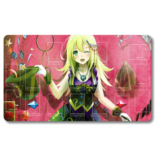 YUGIOH Dark Magician Girl Playmat - Yugioh Size 23.6X13.7in Play mats Compatible for TCG OCG CCG Trading Card Game