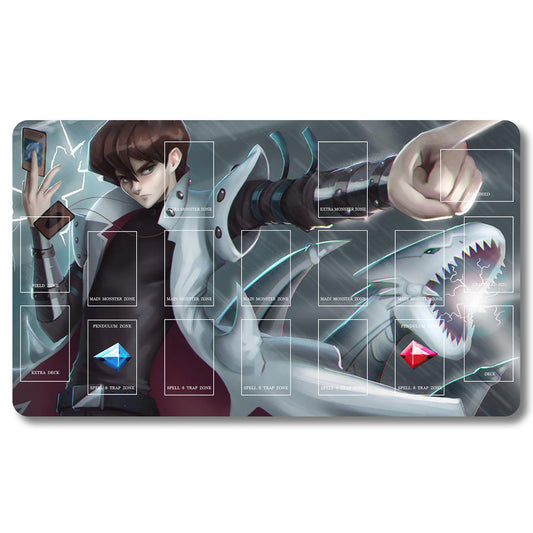 YUGIOH Seto Kaiba Playmat - Yugioh Size 23.6X13.7in Play mats Compatible for TCG OCG CCG Trading Card Game