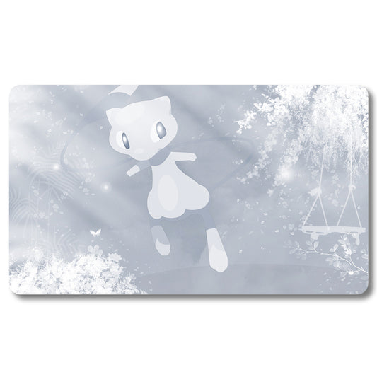 PTCG Mew Playmat - Pokemon Size 23.6X13.7in Play mats Compatible for TCG MTG RPG CCG Trading Card Game