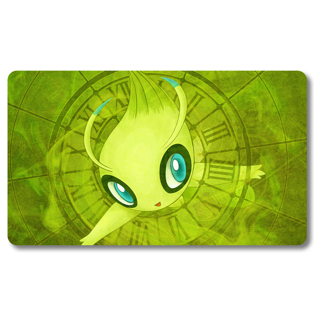 Board Game Celebi Playmat - Pokemon Size 23.6X13.7in Play mats Compatible for TCG MTG RPG CCG Trading Card Game