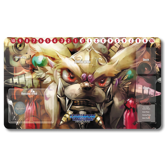 Digimon Dinotigermon Playmat - Digimon Size 23.6X13.7in Play mats Compatible for TCG DTCG CCG Trading Card Game