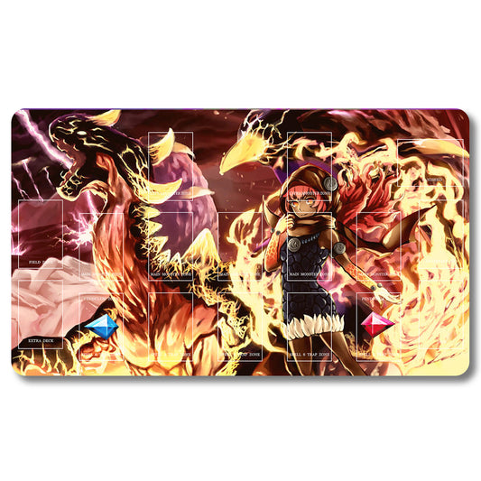 Board Game Peripheral - 829653- Yugioh Playmat Size 23.6X13.7in Play mats Compatible for TCG OCG CCG Trading Card Game