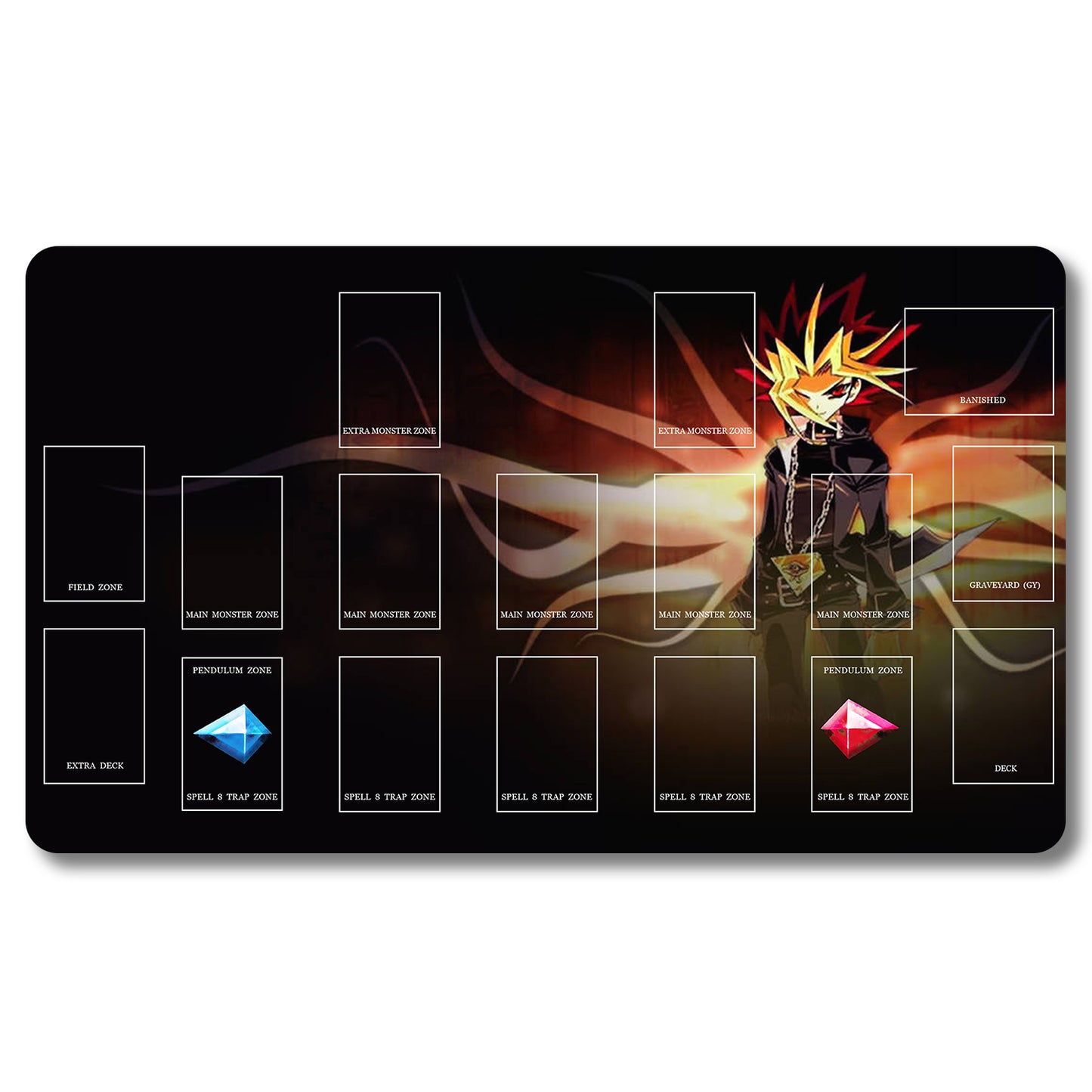 Tabulludo Ekstercentra - 899653- Yugioh Playmat Grandeco 23.6X13.7in Ludaj matoj Kongrua por TCG OCG CCG Komerca Kartludo