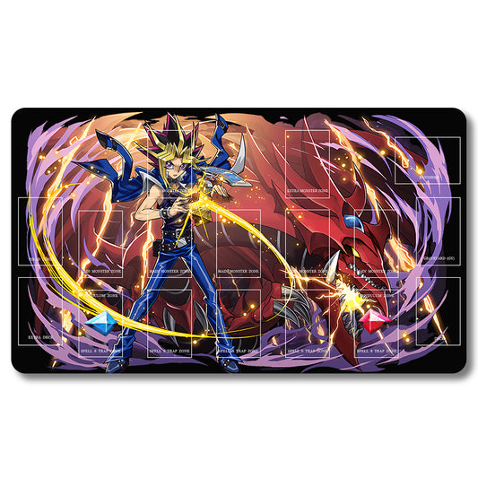 YUGIOH Yugi Muto Playmat - Yugioh Size 23.6X13.7in Play mats Compatible for TCG OCG CCG Trading Card Game