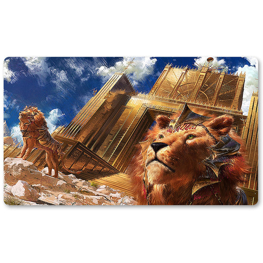 Board Game Peripheral- Guardian Lions  -MTG Playmat Size 23.6X13.7in Play mats Compatible for TCG RPG CCG Trading Card Game