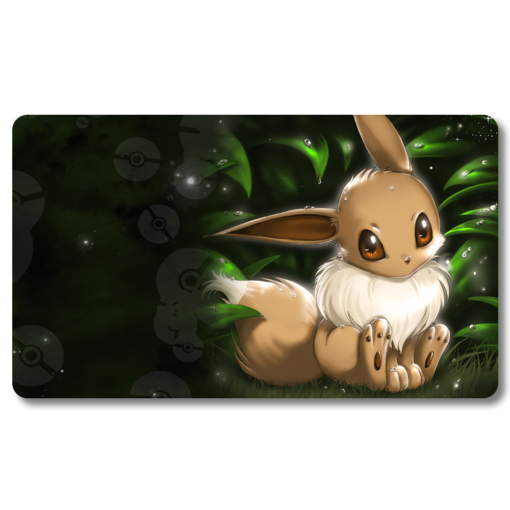 Board Game Eevee Playmat - Pokemon Size 23.6X13.7in Play mats Compatible for TCG MTG RPG CCG Trading Card Game