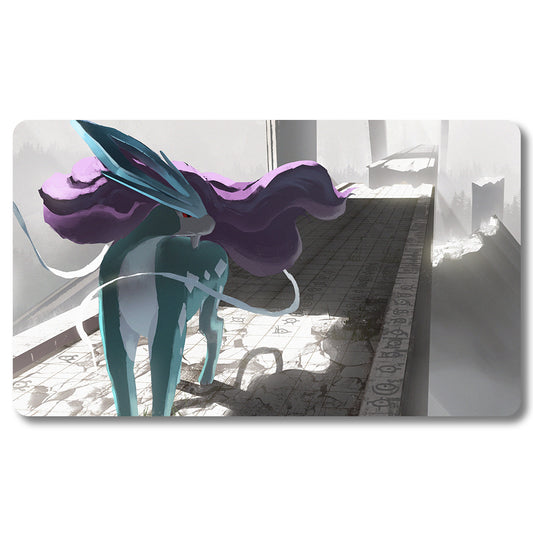 Board Game Suicune Playmat - Pokemon Size 23.6X13.7in Play mats Compatible for TCG MTG RPG CCG Trading Card Game