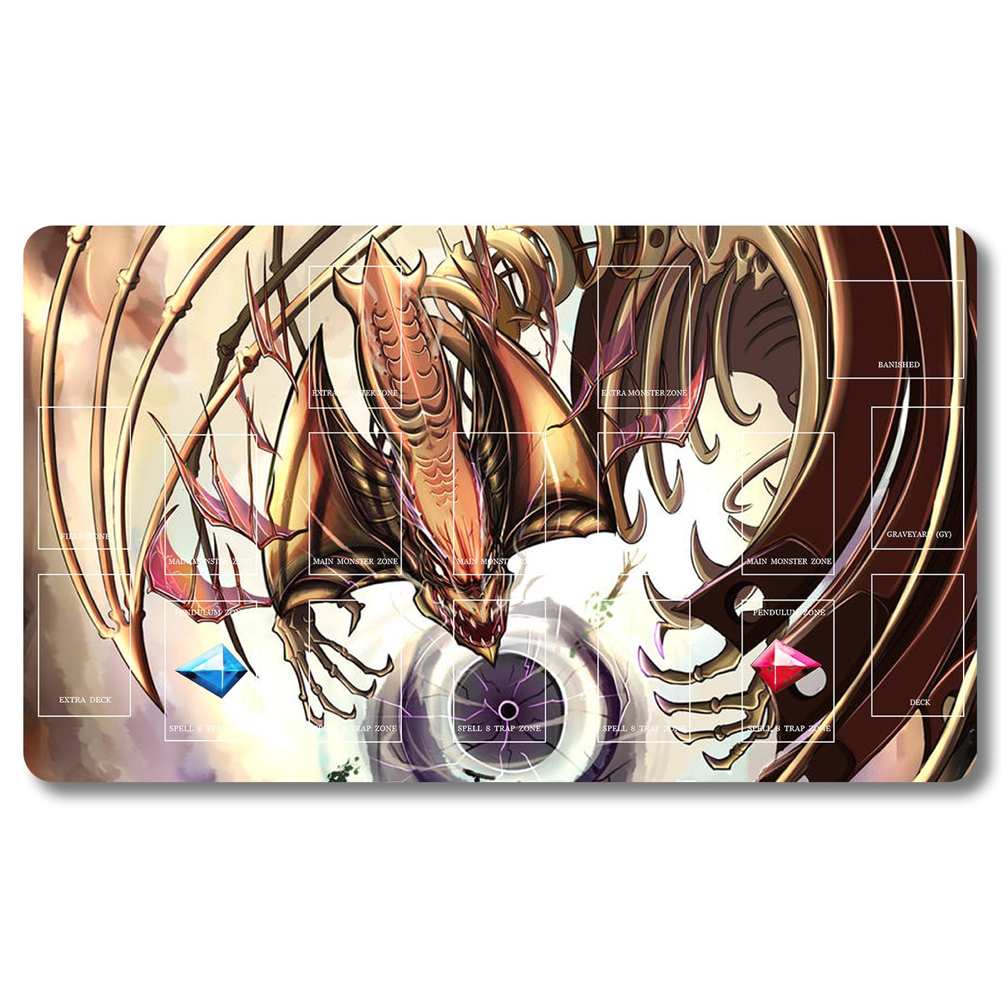 YUGIOH Peripheral - 509653- Yugioh Playmat Size 23.6X13.7in Play mats Compatible for TCG OCG CCG Trading Card Game