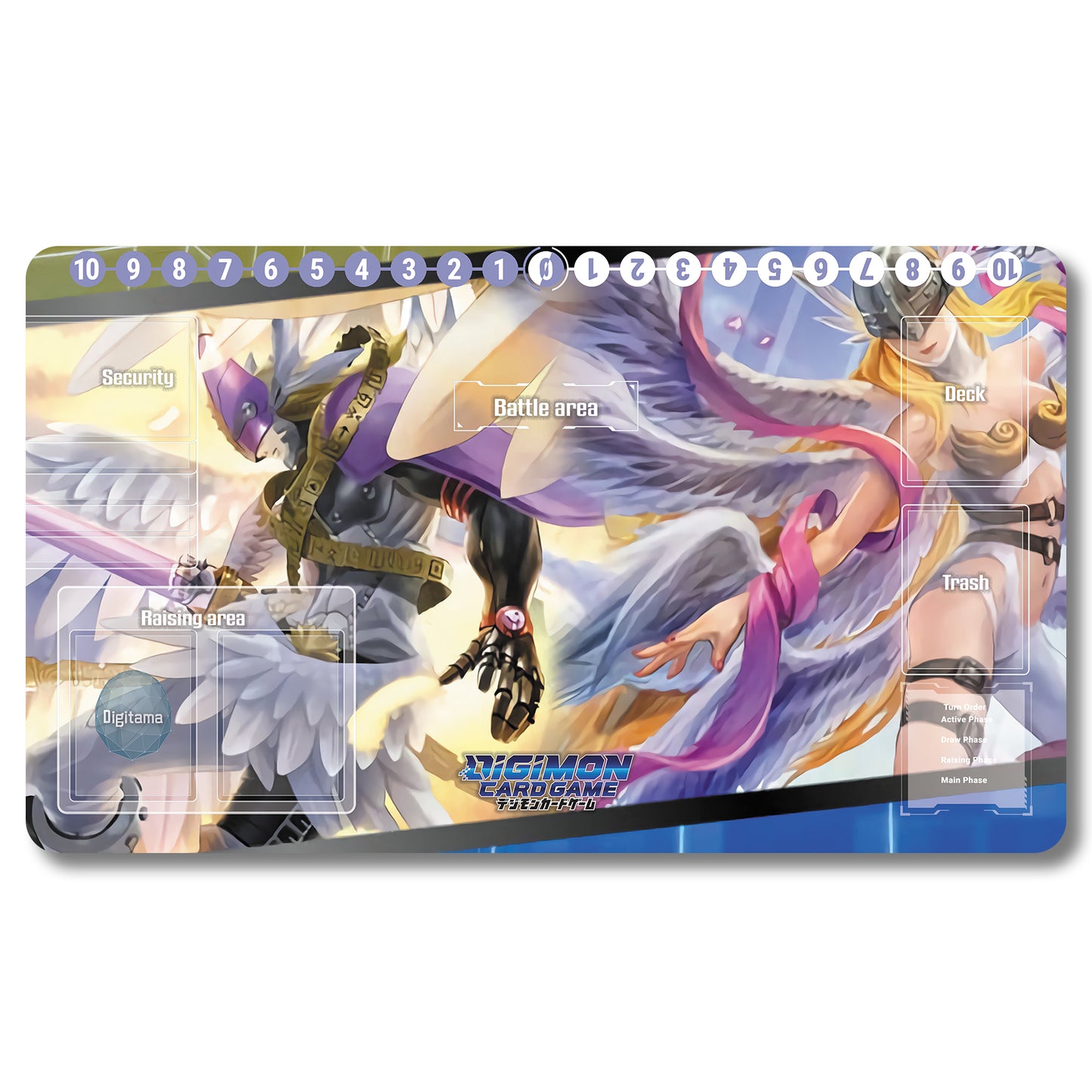 Digimon Angewomon Playmat - Digimon Size 23.6X13.7in Play mats Compatible for TCG DTCG CCG Trading Card Game