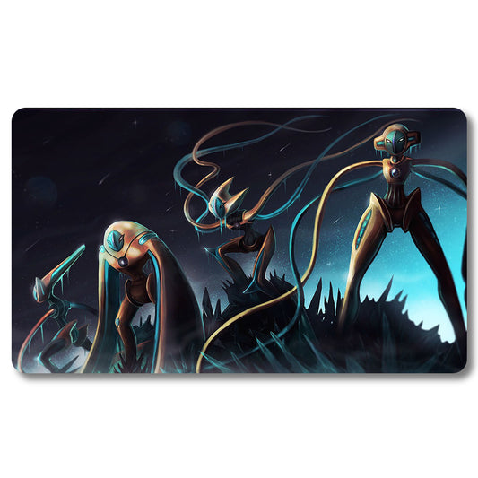 PTCG Deoxys Playmat - Pokemon Size 23.6X13.7in Play mats Compatible for TCG MTG RPG CCG Trading Card Game