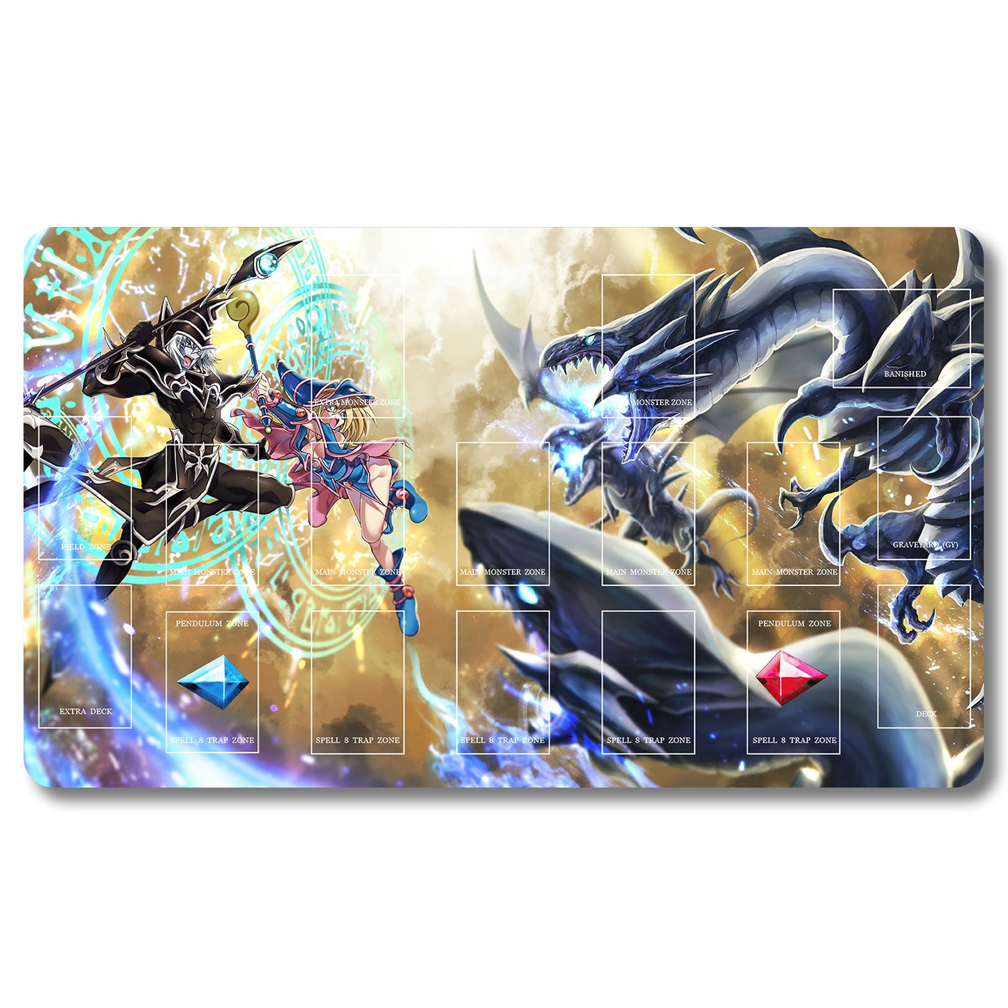 YUGIOH Dark Magician Playmat - Yugioh Size 23.6X13.7in Play mats Compatible for TCG OCG CCG Trading Card Game