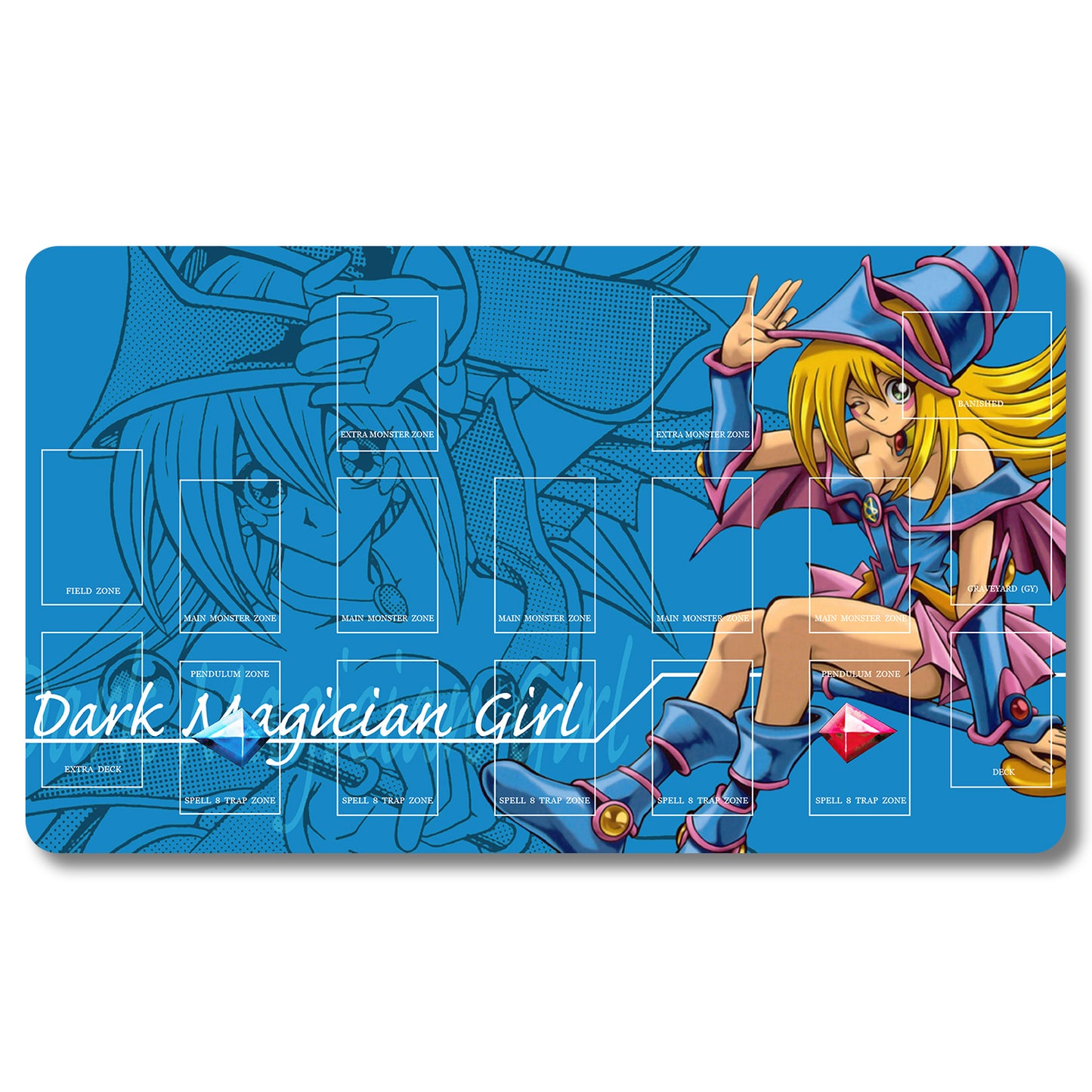 YUGIOH Dark Magician Girl Playmat - Yugioh Size 23.6X13.7in Play mats Compatible for TCG OCG CCG Trading Card Game