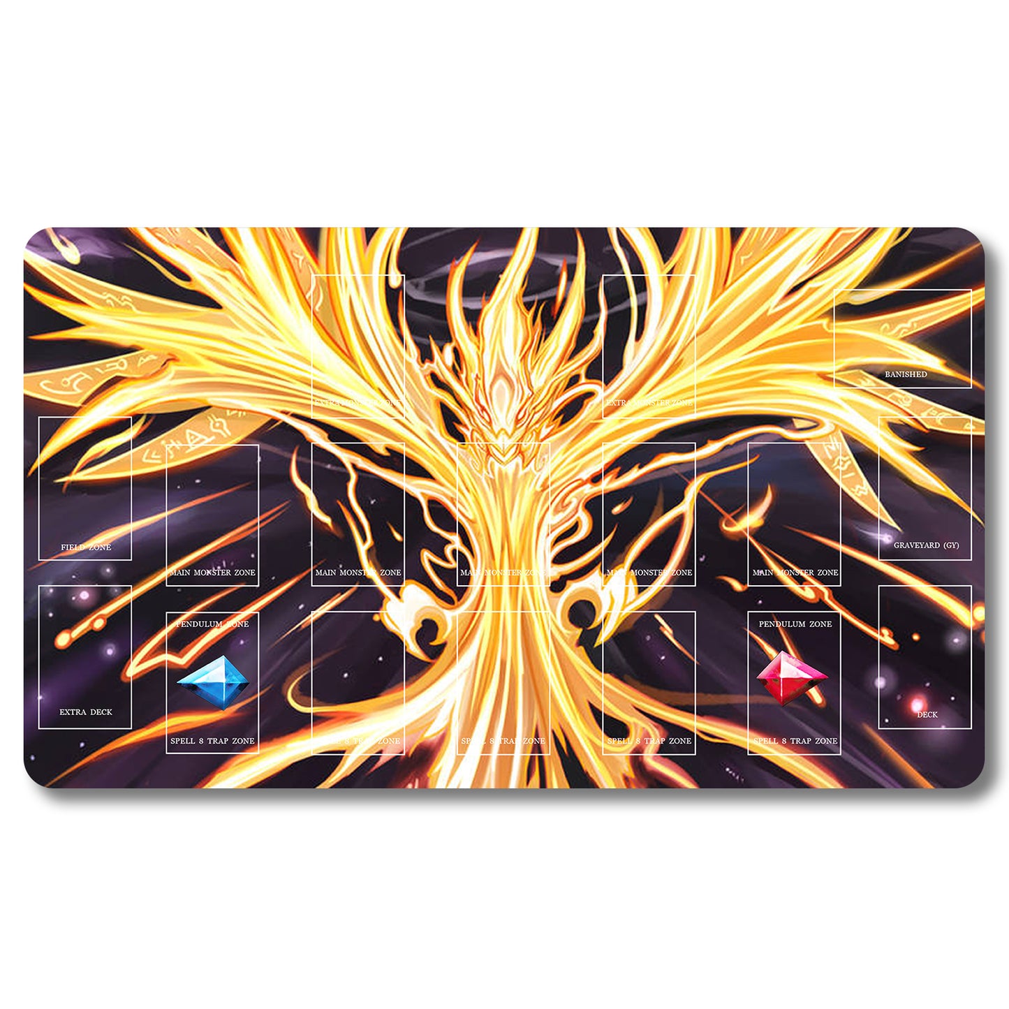 YUGIOH Fushi No Tori Playmat - Yugioh Size 23.6X13.7in Play mats Compatible for TCG OCG CCG Trading Card Game