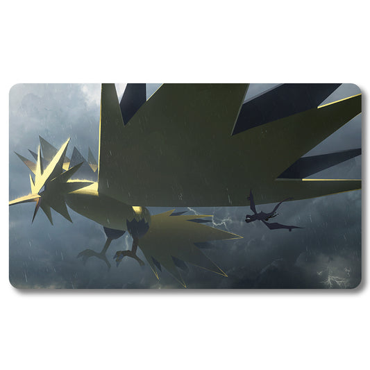 Board Game Zapdos Playmat - Pokemon Size 23.6X13.7in Play mats Compatible for TCG MTG RPG CCG Trading Card Game